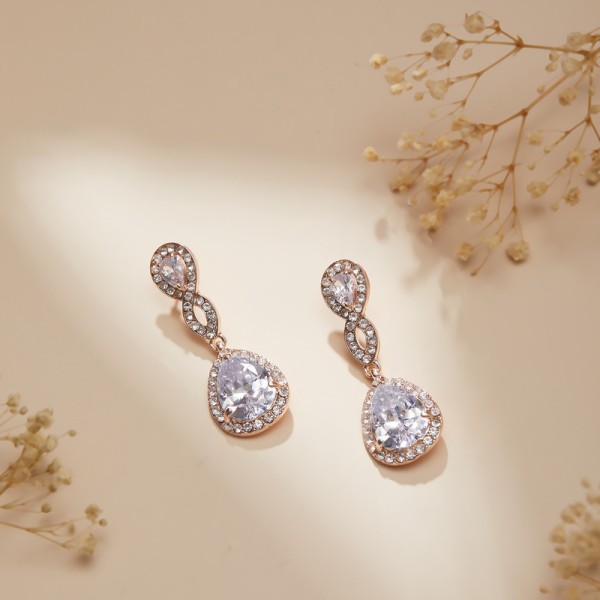 Ladies' Beautiful Alloy With Irregular Cubic Zirconia Earrings