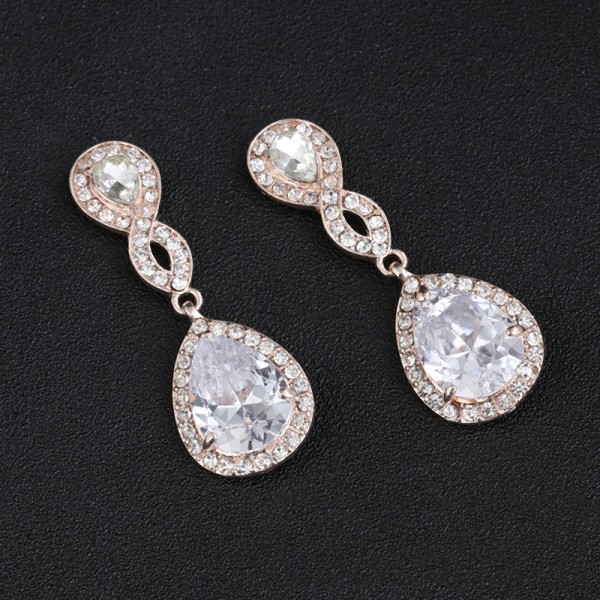 Ladies' Beautiful Alloy With Irregular Cubic Zirconia Earrings