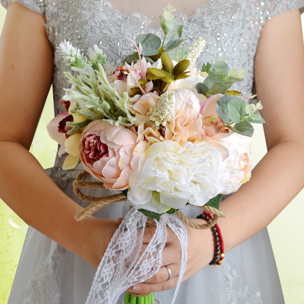 Round Silk Flower Bridal Bouquets -