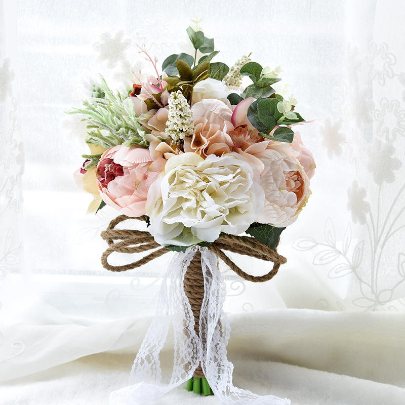 Round Silk Flower Bridal Bouquets -