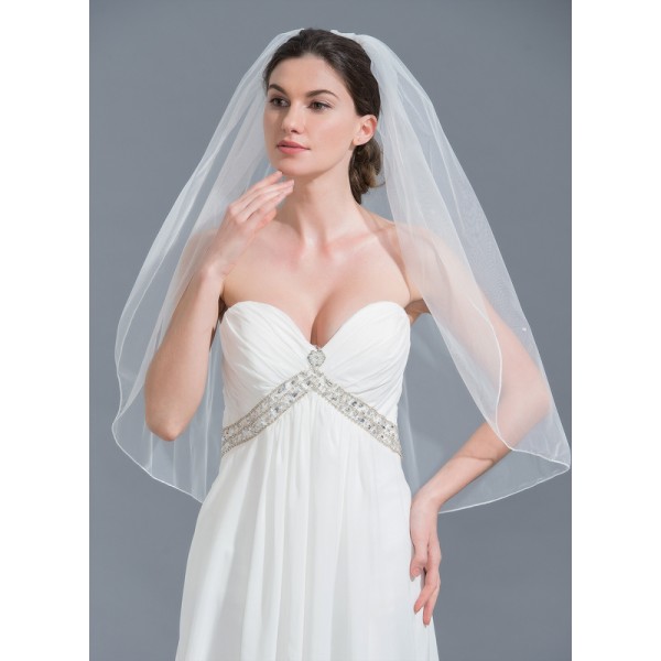 One-tier Elbow Bridal Veils With Beading