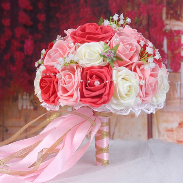 Round Silk Flower Bridal Bouquets -