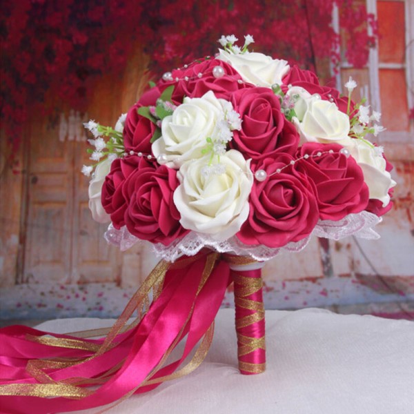 Round Silk Flower Bridal Bouquets -