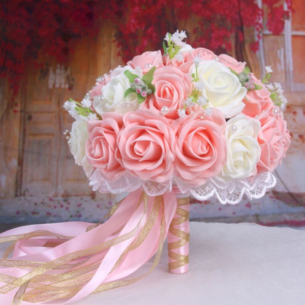 Round Silk Flower Bridal Bouquets -