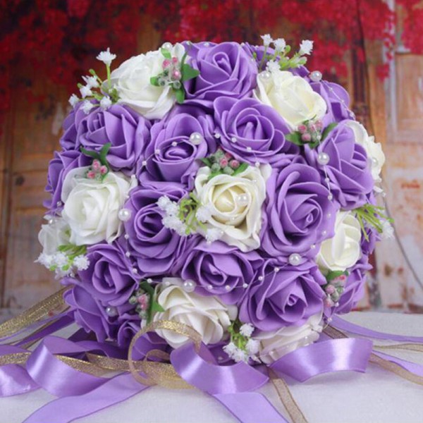 Round Silk Flower Bridal Bouquets -