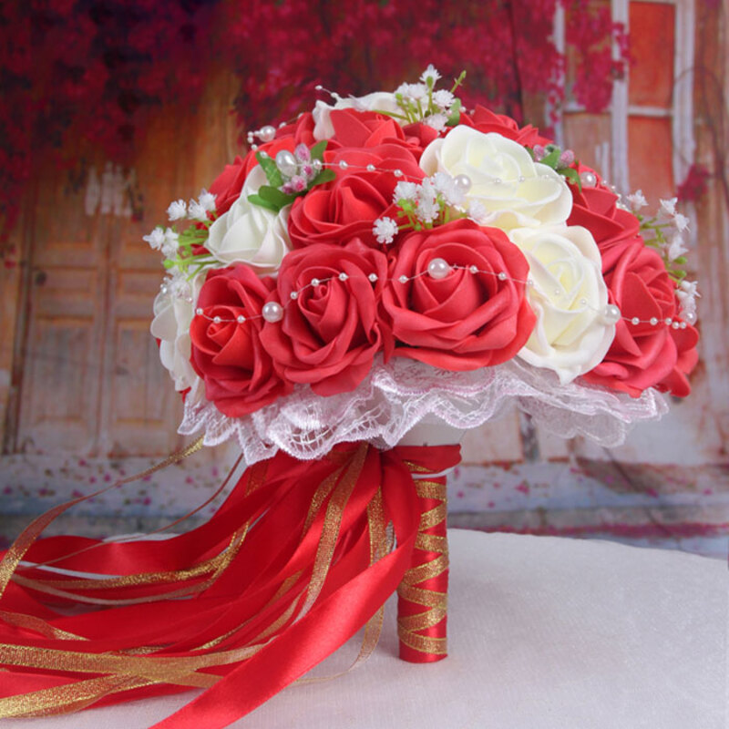 Round Silk Flower Bridal Bouquets -