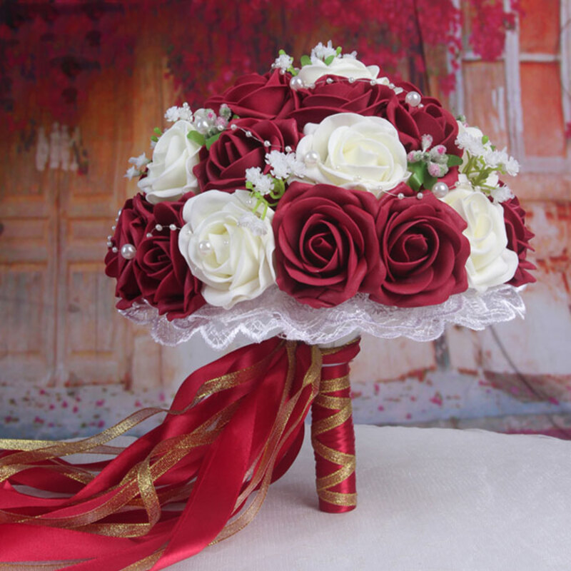 Round Silk Flower Bridal Bouquets -