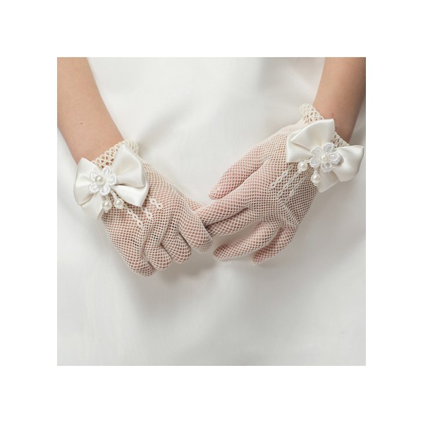 White Polyester Wrist Length Glove