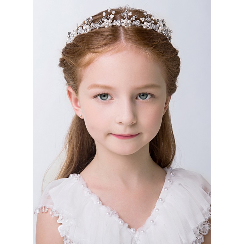 White Alloy Lovely Flower Girl Headbands