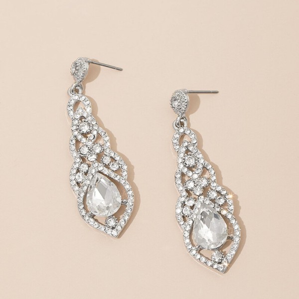 Ladies' Romantic Alloy With Irregular Rhinestone Earrings