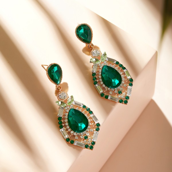 Ladies' Gorgeous Alloy With Irregular Rhinestone Earrings