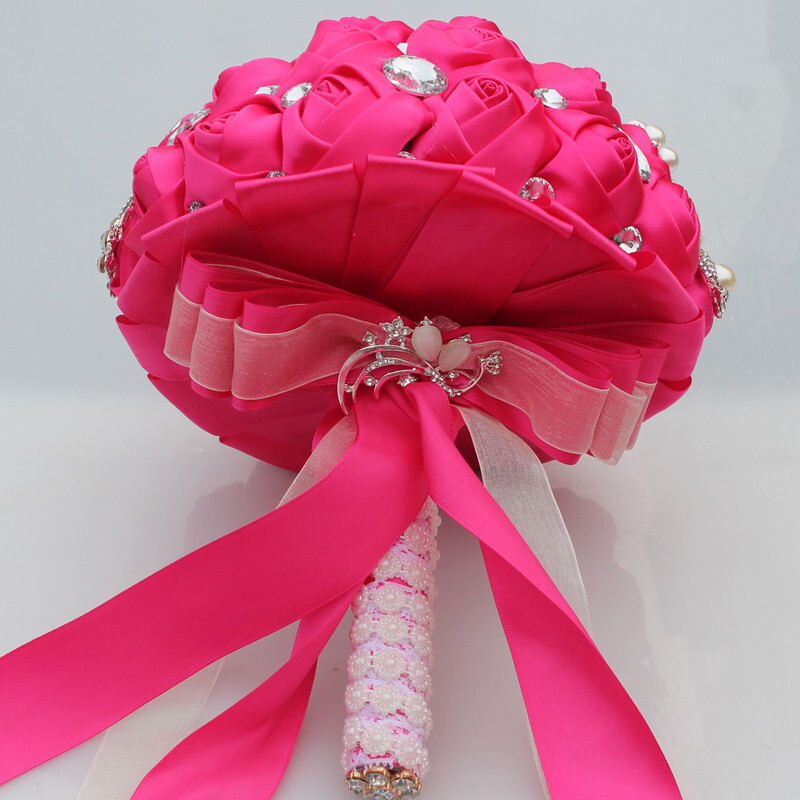 Round Satin/Rhinestone Bridal Bouquets (Sold in a single piece) -