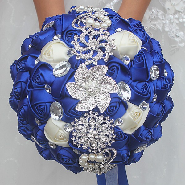 Round Satin/Rhinestone Bridal Bouquets (Sold in a single piece) -