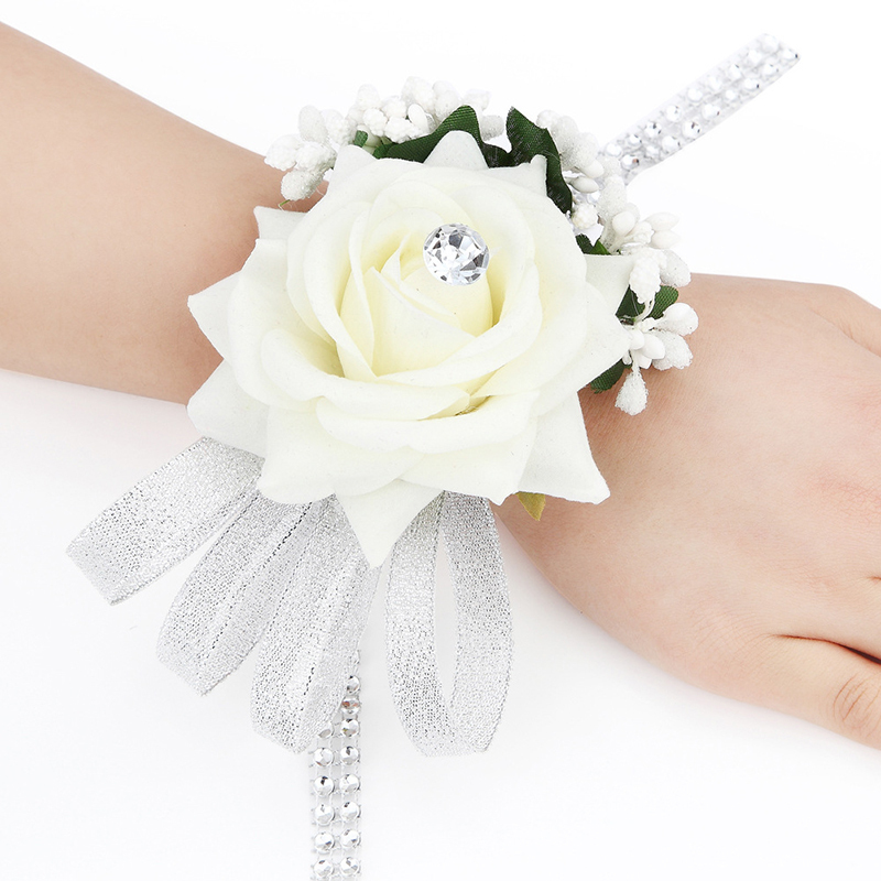 Simple And Elegant Round Silk Flower Wrist Corsage (Sold in a single piece) - Wrist Corsage