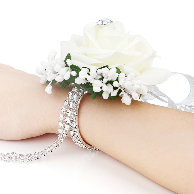 Simple And Elegant Round Silk Flower Wrist Corsage (Sold in a single piece) - Wrist Corsage