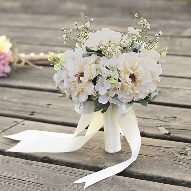 Round Silk Flower Bridal Bouquets -