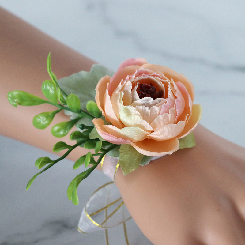 Free-Form Silk Flower Wrist Corsage/Boutonniere/Wedding Bouquet sets -