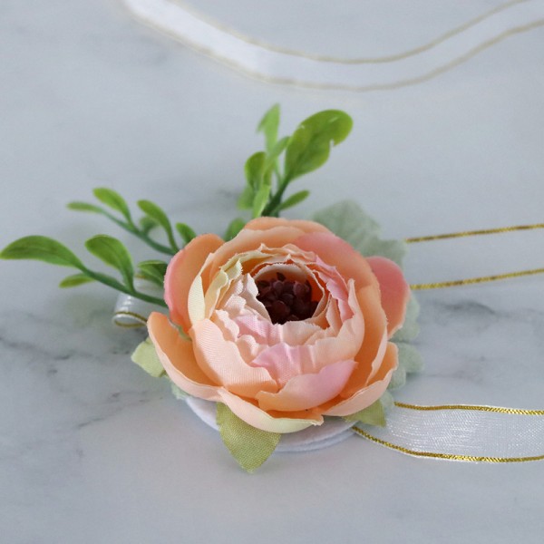 Free-Form Silk Flower Wrist Corsage/Boutonniere/Wedding Bouquet sets -