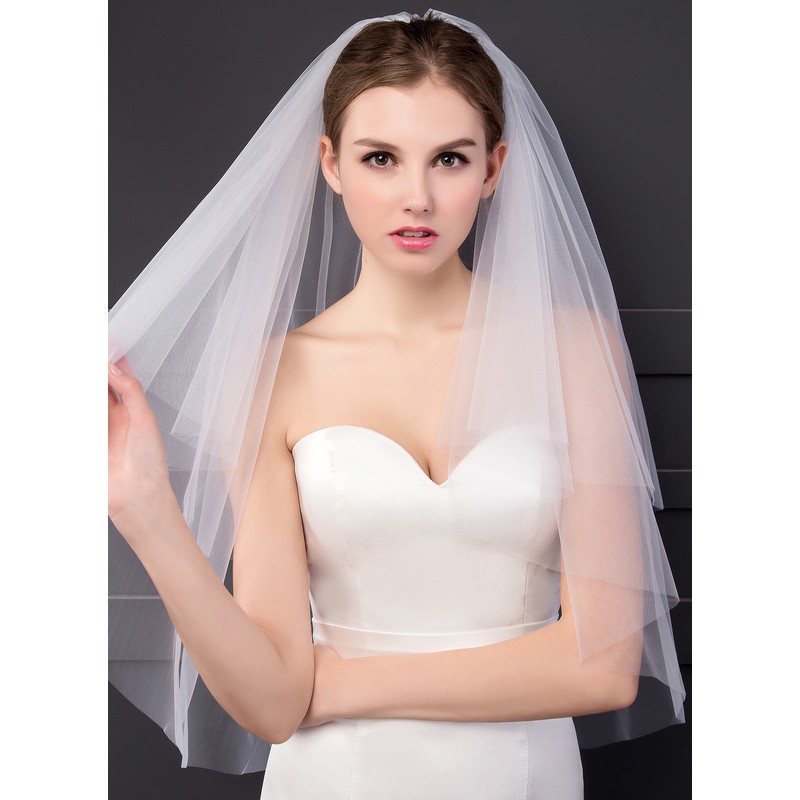 Two-tier Cut Edge Elbow Bridal Veils