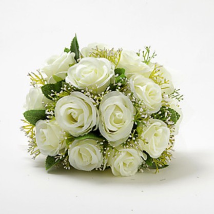 Round Silk Flower Bridal Bouquets (Sold in a single piece) -