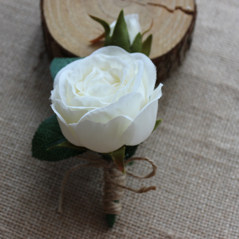 Round Silk Flower Boutonniere (Sold in a single piece) -