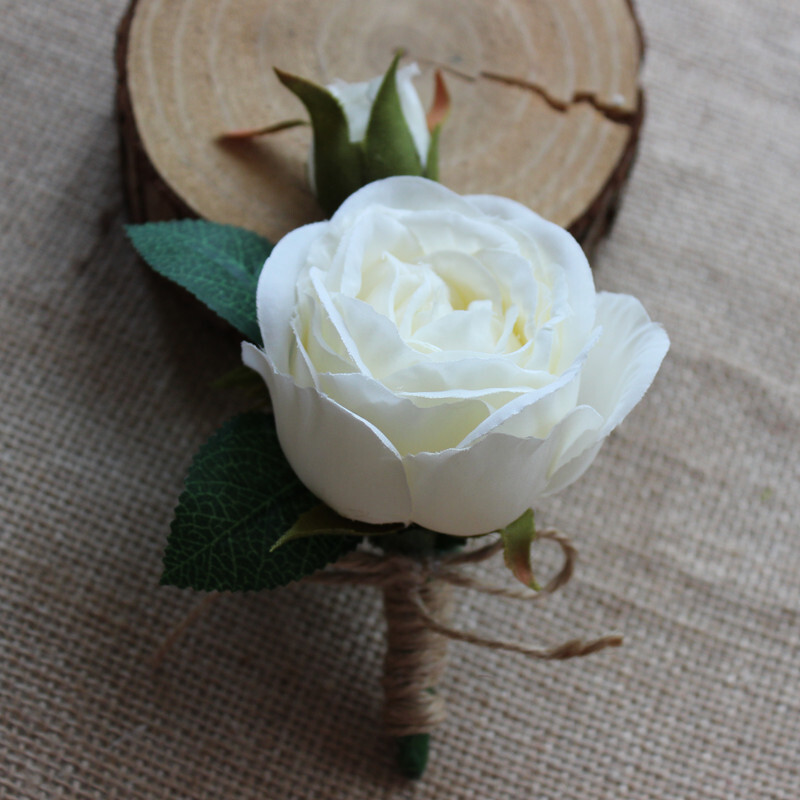 Round Silk Flower Boutonniere (Sold in a single piece) -