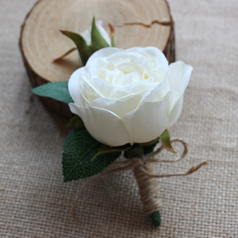 Round Silk Flower Boutonniere (Sold in a single piece) -