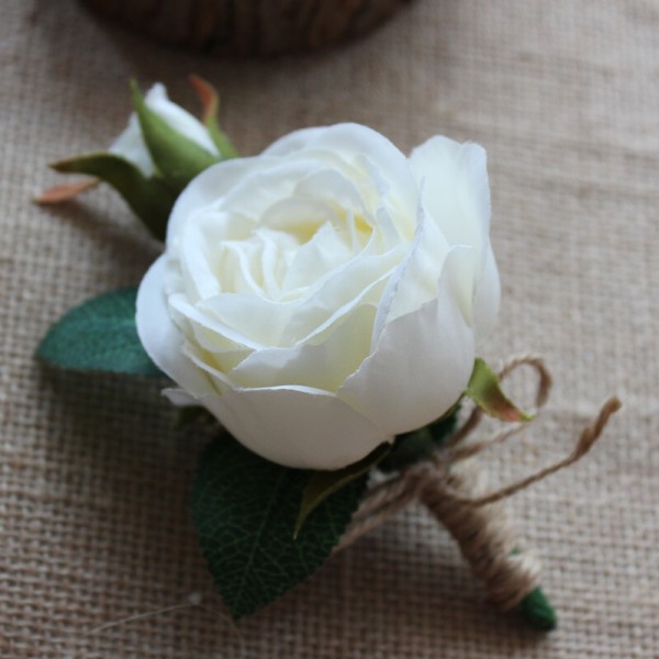 Round Silk Flower Boutonniere (Sold in a single piece) -