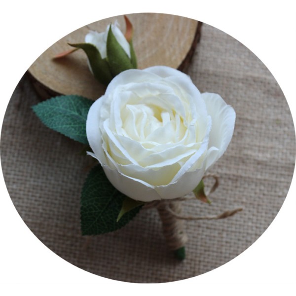 Round Silk Flower Boutonniere (Sold in a single piece) -