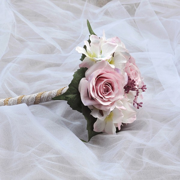 Classic Round Silk Flower Bridal Bouquets (Sold in a single piece) -