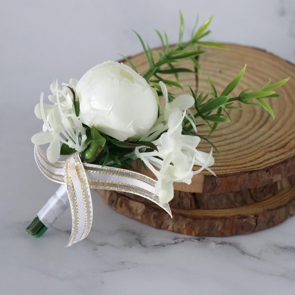 Gorgeous Free-Form Silk Flower Boutonniere (Sold in a single piece) -