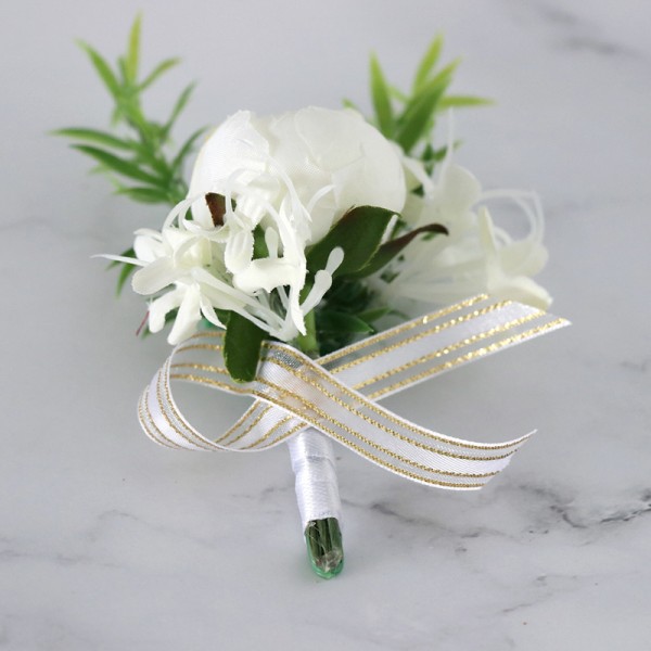 Gorgeous Free-Form Silk Flower Boutonniere (Sold in a single piece) -