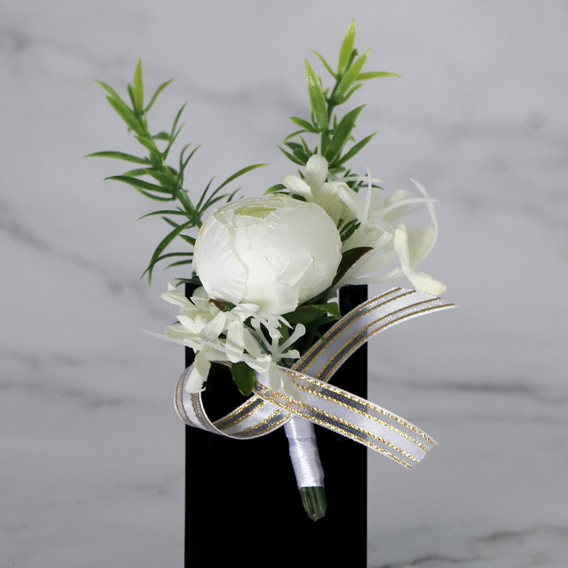 Gorgeous Free-Form Silk Flower Boutonniere (Sold in a single piece) -