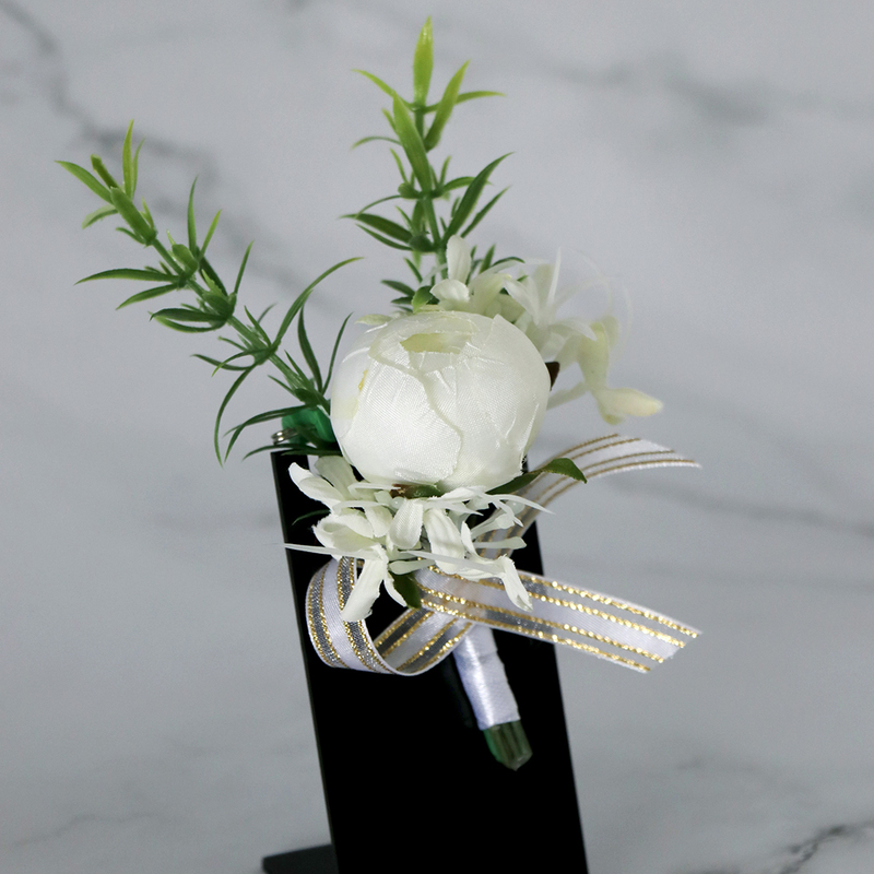 Gorgeous Free-Form Silk Flower Boutonniere (Sold in a single piece) -