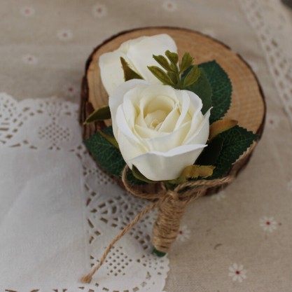 Free-Form Silk Flower Boutonniere (Sold in a single piece) - Boutonniere