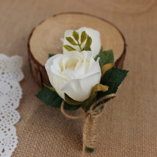 Free-Form Silk Flower Boutonniere (Sold in a single piece) - Boutonniere