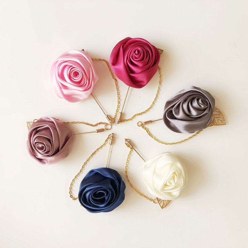 Romantic Free-Form Satin Boutonniere (Sold in a single piece) -