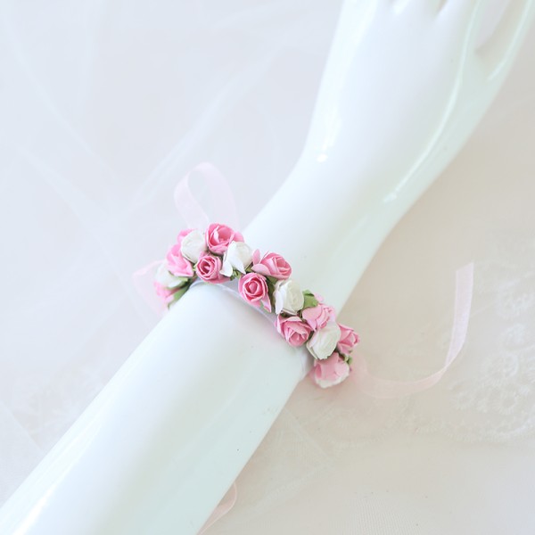 Free-Form Silk Flower Wrist Corsage (Sold in a single piece) -