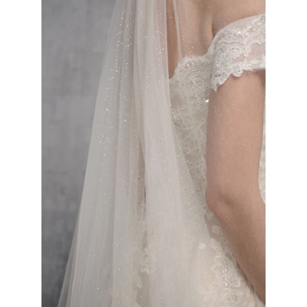 One-tier Cut Edge Cathedral Bridal Veils With Lace