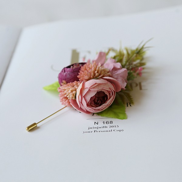 Classic Free-Form Silk Flower Boutonniere (Sold in a single piece) -