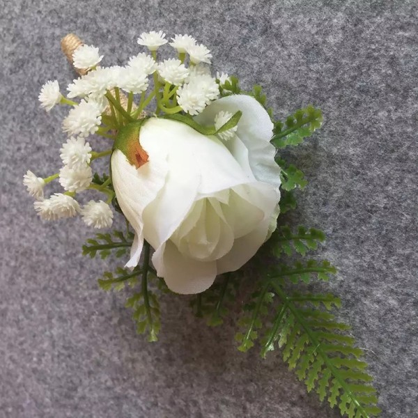 Classic Free-Form Silk Flower Boutonniere (Sold in a single piece) -