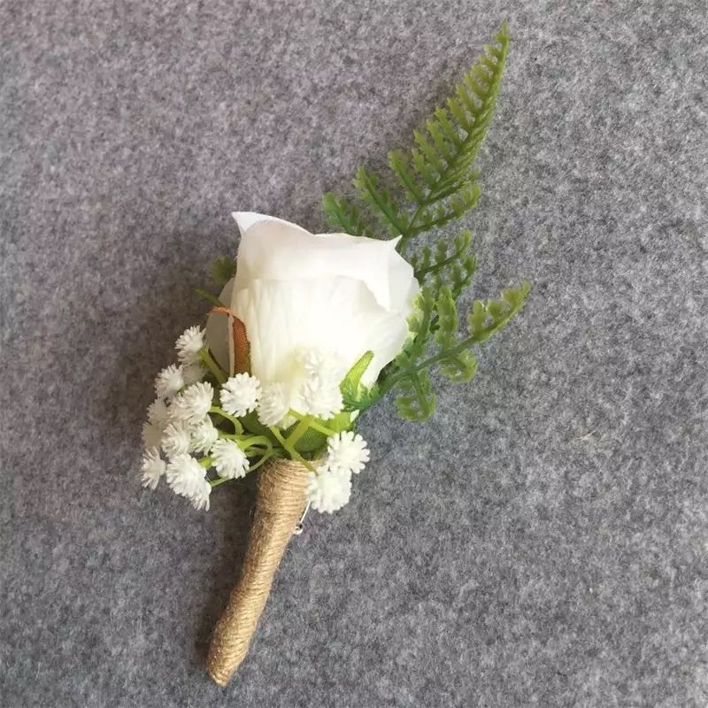 Classic Free-Form Silk Flower Boutonniere (Sold in a single piece) -