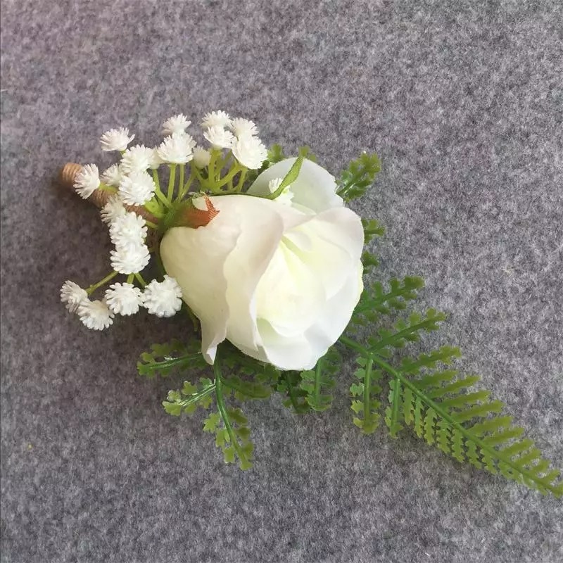 Classic Free-Form Silk Flower Boutonniere (Sold in a single piece) -