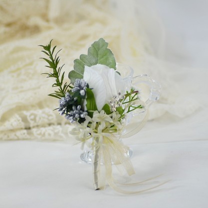 Free-Form Silk Flower Boutonniere (Sold in a single piece) -