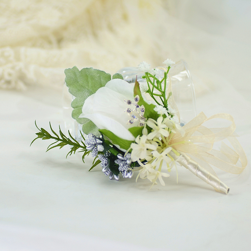 Free-Form Silk Flower Boutonniere (Sold in a single piece) -