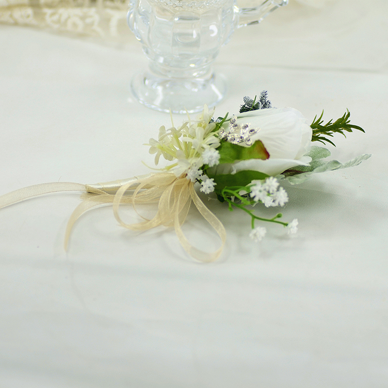 Free-Form Silk Flower Boutonniere (Sold in a single piece) -