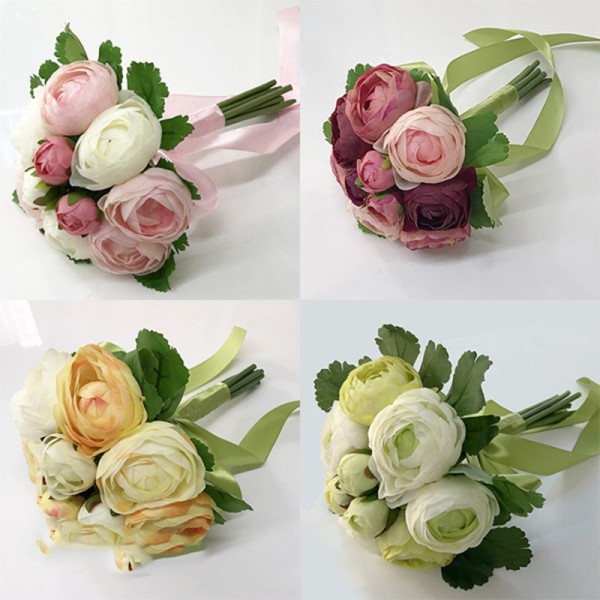 Vivifying Round Silk Flower Bridesmaid Bouquets -