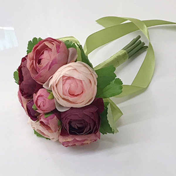 Vivifying Round Silk Flower Bridesmaid Bouquets -