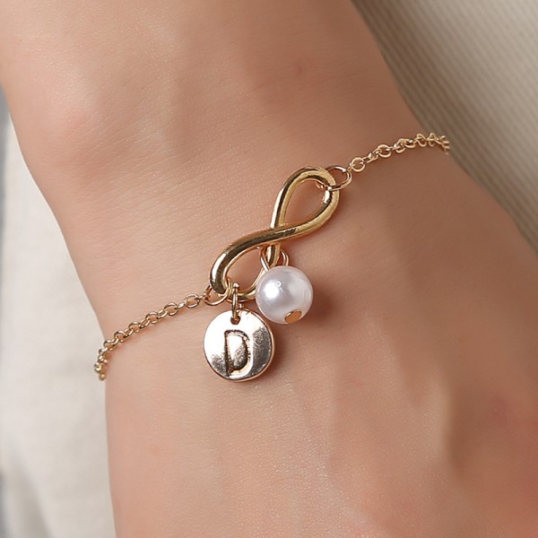 Elegant Alloy With Irregular Pearl Initial Bracelets Bracelets