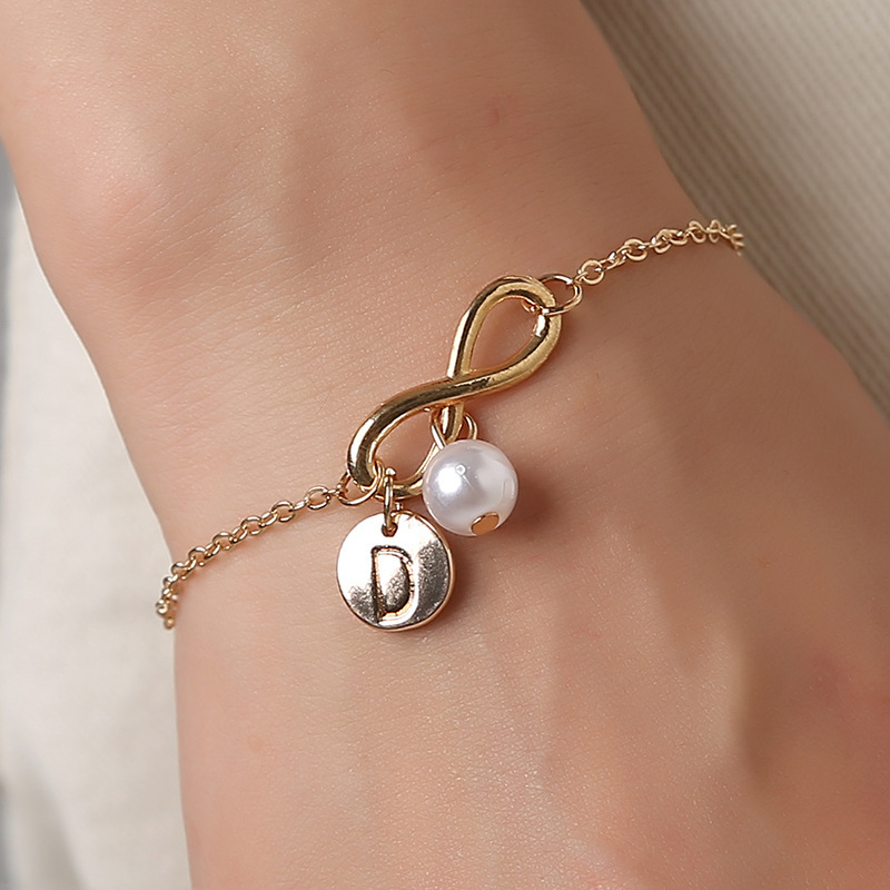 Elegant Alloy With Irregular Pearl Initial Bracelets Bracelets